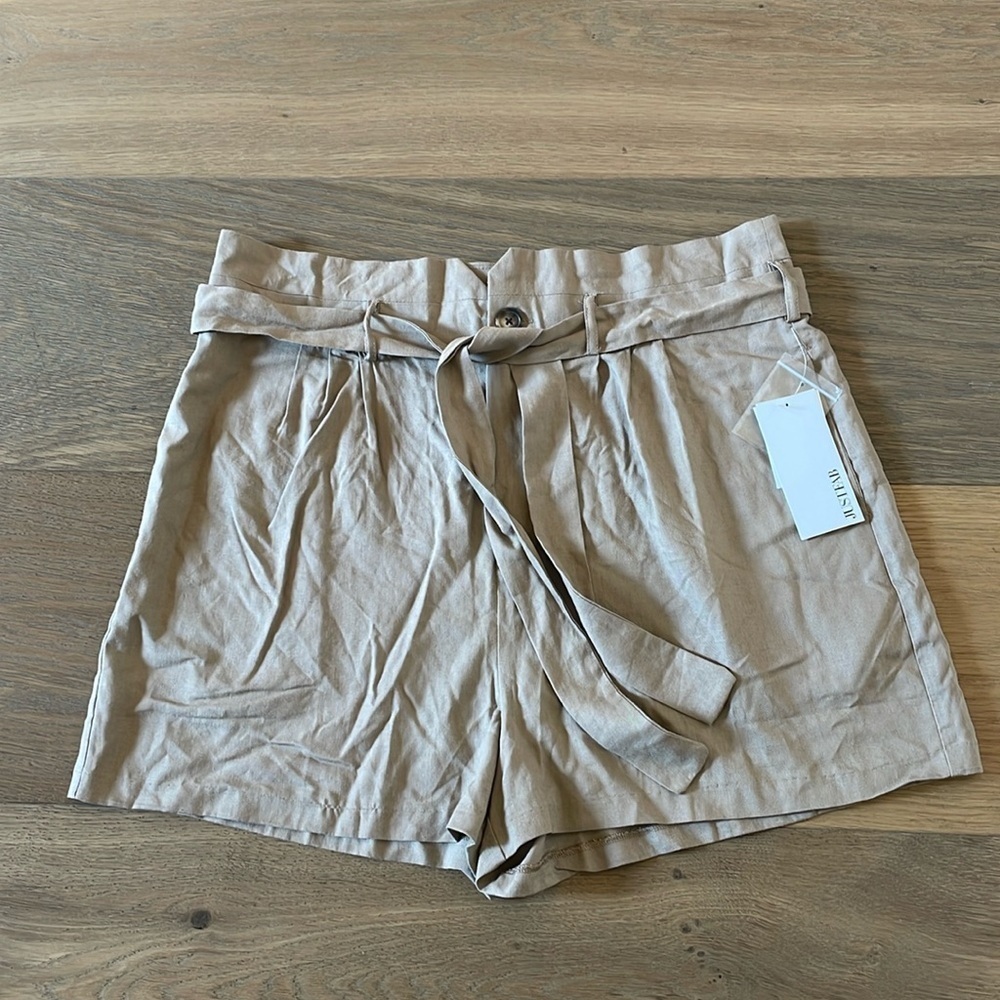 JUSTFAB Linen-Blend Paperbag Shorts Size XXL NWT